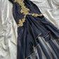 Elegant High Low Straps Black Chiffon Lace Prom Dresses Ruffles Evening Dress C2783