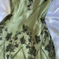 Superbe robe de soirée à bretelles spaghetti en ligne A verte longueur thé C2997