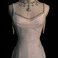 Robe de soirée longue argentée à bretelles spaghetti et paillettes de style sirène sexy C2819