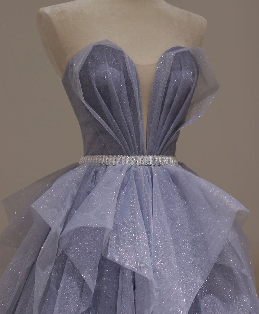 Robe de bal longue en tulle violet à paillettes robe de soirée à paillettes violettes BD41