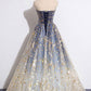 Blue tulle lace long prom dress blue tulle formal dress BD68