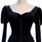 Robe de bal longue en satin noir simple, robe de soirée noire BD95