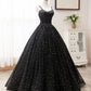Black sweetheart tulle long prom dress black evening dress BD52