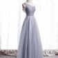 Robe de bal longue en tulle gris à une épaule robe de soirée en tulle gris BD64