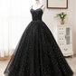 Black sweetheart tulle long prom dress black evening dress BD52