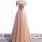 Robe de bal longue en tulle rose à paillettes robe formelle en tulle rose BD158