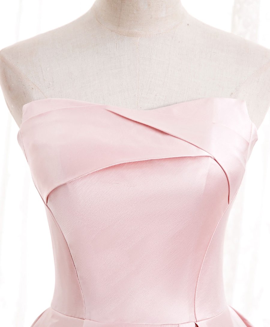Simple satin long pink prom dress, pink evening dress BD81