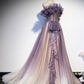 Robe de bal longue en tulle violet à paillettes robe de soirée violette BD97