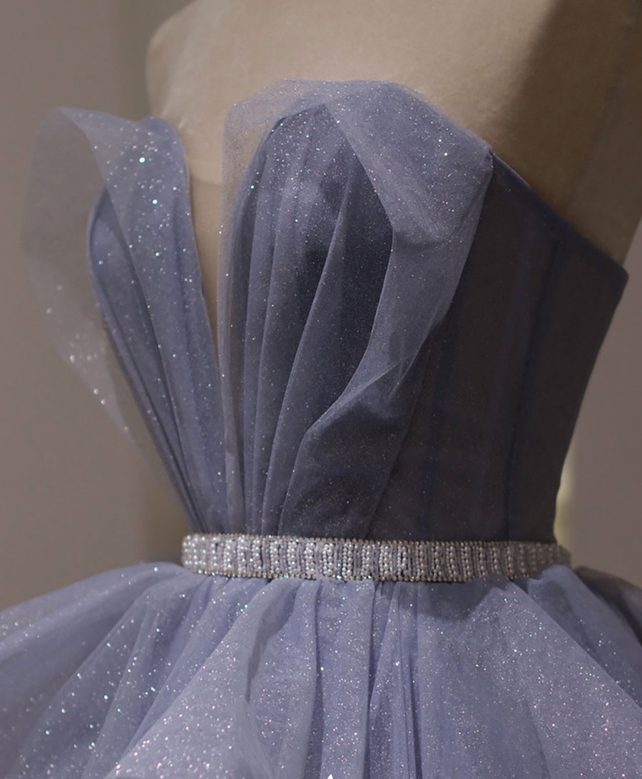 Purple tulle sequin long prom dress purple sequin evening dress BD41