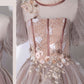 Pink tulle lace long prom dress pink lace prom gown BD54