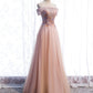 Robe de bal longue en tulle rose à paillettes robe formelle en tulle rose BD158