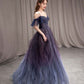 Robe de bal longue en tulle violet ciel étoilé foncé, robe de soirée violette BD19