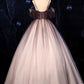 Coffee one shoulder tulle long prom gown, coffee tulle formal dress BD85
